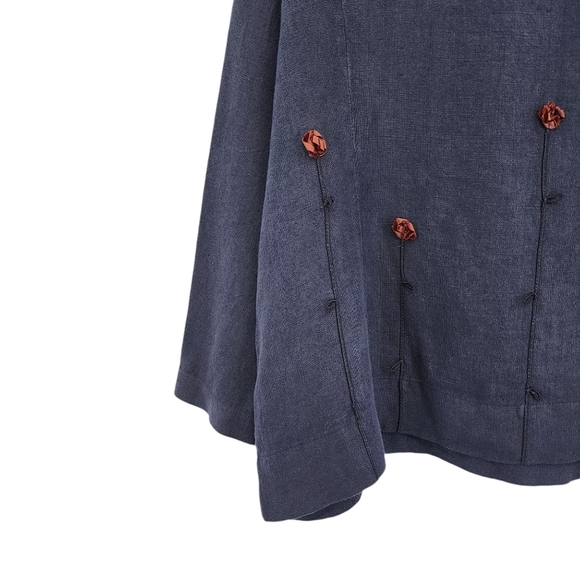 Krista Larson Women's Vintage 100% Linen Applique Blouse and Skirt Set - OS - Picture 5 of 12